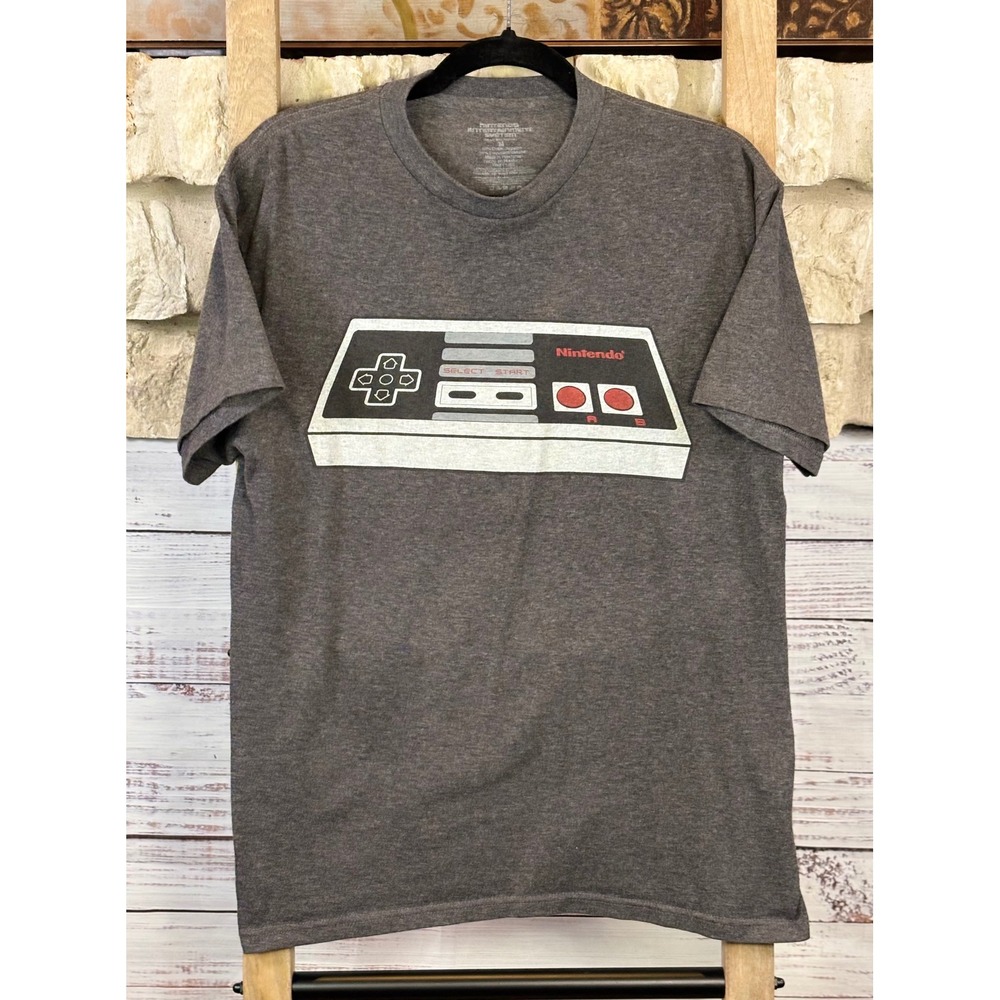 Nintendo Controller Graphic Tee Mens Medium Heather Charcoal Retro Gamer T-Shirt